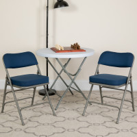 Flash Furniture 2-HA-MC320AF-NVY-GG 2 Pk. HERCULES Series Premium Curved Triple Braced & Double Hinged Navy Fabric Metal Folding Chair